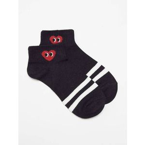 Socks with red heart black obraz