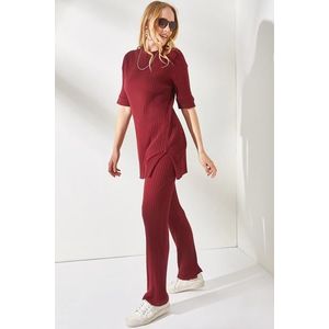 Olalook Women's Claret Red Top and Bottom Short Sleeve Lycra Suit obraz