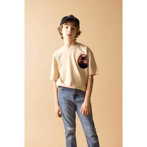DEFACTO Boy Oversize Fit Crew Neck Printed T-Shirt obraz