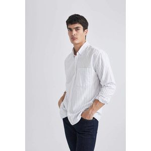 DEFACTO Relax Fit Polo Shirt Oxford Striped Long Sleeve Shirt obraz