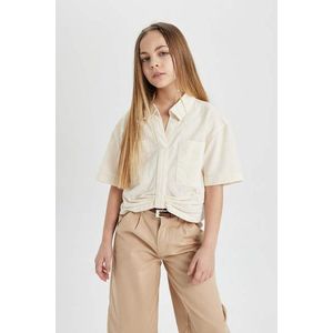 DEFACTO Girl Cotton Long Sleeve Crop Shirt obraz