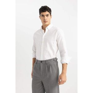 DEFACTO Modern Fit Polo Neck Textured Long Sleeve Shirt obraz