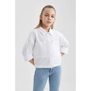 DEFACTO Girl Crop Oxford Long Sleeve Shirt obraz