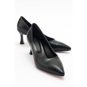 LuviShoes Women's PEDRA Black Skin Heeled Shoes obraz