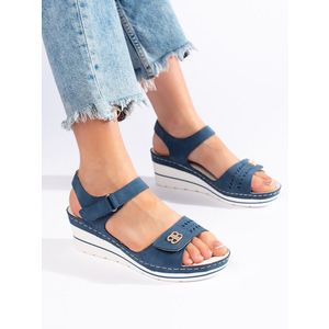 Shelvt Blue wedge sandals obraz