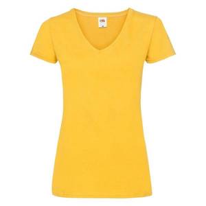 Yellow v-neck Women's T-shirt Valueweight Fruit of the Loom obraz
