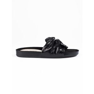 Women's flat-soled slippers black Shelvt obraz