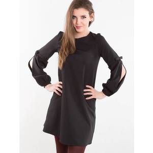 Dress decorated with slits on the sleeves black obraz