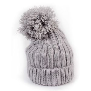 Winter women's hat with pompom Shelvt gray obraz