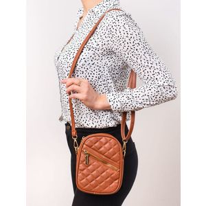 Small women's quilted handbag brown Shelvt obraz
