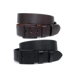 R9136 Dewberry Pack of 2 Black-Brown Leather Mens Belt-BLACK-BROWN obraz