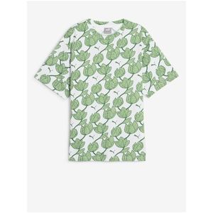 Bílo-zelené dámské vzorované tričko Puma ESS+ Blossom AOP Tee obraz