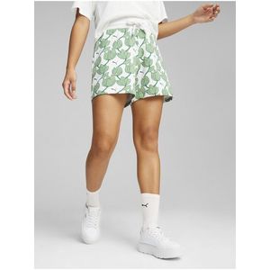 Bílo-zelené dámské vzorované teplákové kraťasy Puma ESS+ Blossom 5" AOP Shorts TR obraz