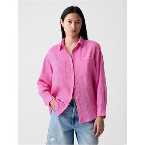 Růžová dámská mušelínová oversize košile GAP obraz