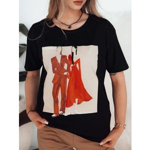 Dámské černé tričko s poutavým potiskem Comdi obraz