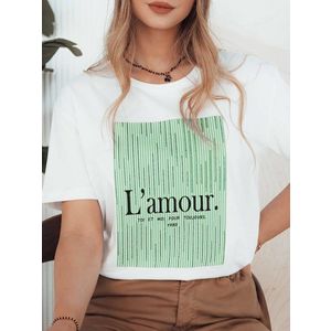Dámské bílé tričko laděné do zelena Lamour obraz