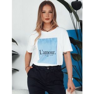 Dámské bílé tričko laděné do modra Lamour obraz