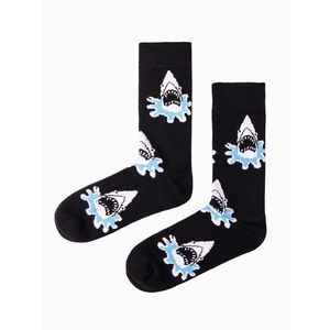 Pánské černé ponožky s potiskem (žralok) U240 obraz