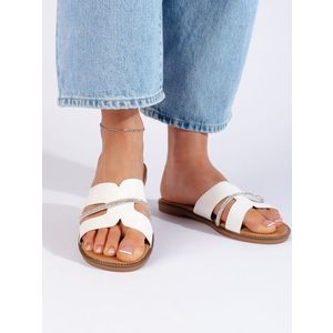 Exkluzívní sandály dámské bílé bez podpatku obraz