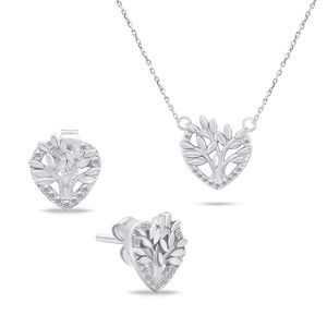 Brilio Silver Slušivý stříbrný set šperků Strom života SET236W (náhrdelník, náušnice) obraz
