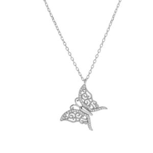 AGAIN Jewelry Půvabný stříbrný náhrdelník s motýlkem AJNA0018 (řetízek, přívěsek) obraz