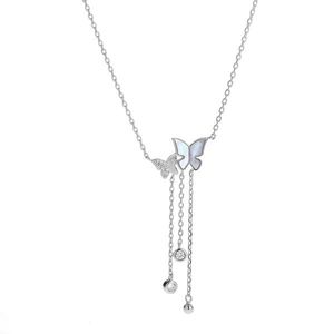 AGAIN Jewelry Stříbrný náhrdelník Motýlci s perletí AJNA0004 obraz