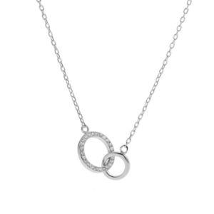 AGAIN Jewelry Módní stříbrný náhrdelník Propojené kroužky AJNA0024 obraz