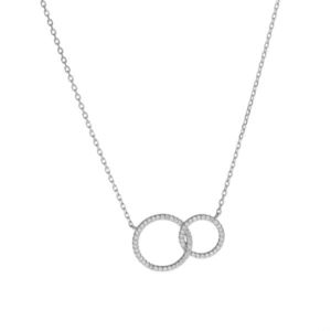 AGAIN Jewelry Třpytivý stříbrný náhrdelník Propojené kroužky AJNA0020 obraz