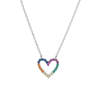AGAIN Jewelry Něžný stříbrný náhrdelník Barevné srdce AJNA0025 obraz