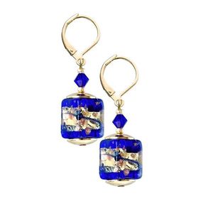 Lampglas Překrásné náušnice Blue Passion s 24karátovým zlatem v perlách Lampglas ECU38 obraz