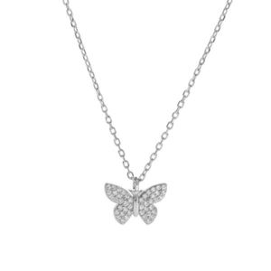 AGAIN Jewelry Stříbrný náhrdelník s motýlkem AJNA0005 (řetízek, přívěsek) obraz