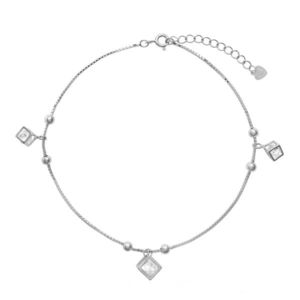 AGAIN Jewelry Třpytivý stříbrný náramek na kotník s kubickými zirkony AJNH0003 obraz