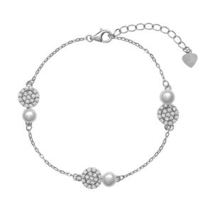 AGAIN Jewelry Stříbrný náramek se zirkony a perlami AJNR0011 obraz