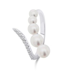 Brilio Silver Elegantní otevřený prsten s perlami RI098W obraz