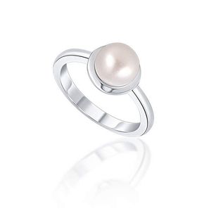 JwL Luxury Pearls Něžný stříbrný prsten s pravou bílou perlou JL0677 54 mm obraz