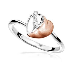 MOISS Okouzlující bicolor prsten se zirkony Srdce R00009 54 mm obraz