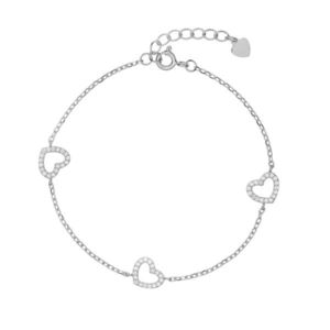 AGAIN Jewelry Romantický stříbrný náramek se srdíčky AJNR0021 obraz