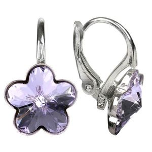 Levien Dívčí stříbrné náušnice Flower Crystal Violet obraz