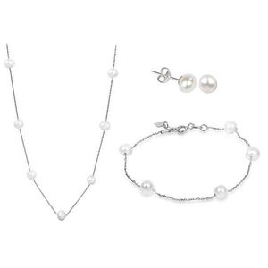 JwL Luxury Pearls Zvýhodněná perlová souprava šperků JL0355, JL0353 a JL0026 (náhrdelník, náramek, náušnice) obraz