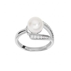 Brilio Silver Nadčasový stříbrný prsten s pravou perlou a zirkony ML05699A 54 mm obraz