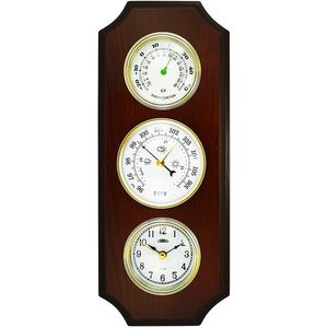 MPM Quality Nástěnné dřevěné hodiny s barometrem a teploměrem E06P.3976.52 obraz