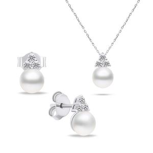 Brilio Silver Nadčasová sada šperků s pravými perlami SET228W (náušnice, náhrdelník) obraz