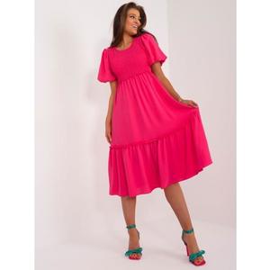 Dámské šaty s elastickým záhybem tmavě růžové obraz