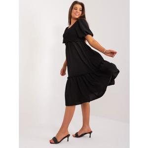 Dámské šaty s nabíranými rukávy midi černé obraz