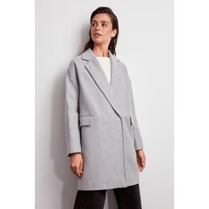 Trendyol Grey Oversize vlněný kabát Cachet obraz