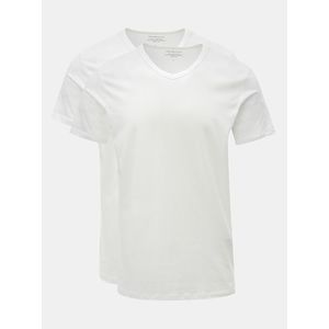 Sada dvou bílých basic triček s véčkovým výstřihem Jack & Jones obraz