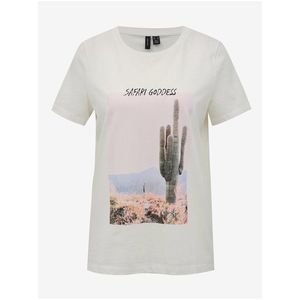 Bílé tričko s potiskem VERO MODA Desert obraz