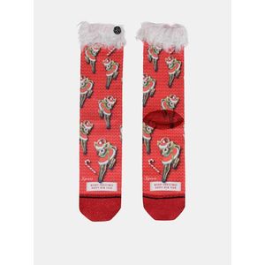 Červené dámské ponožky s vánočním motivem XPOOOS obraz