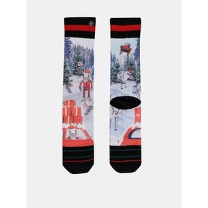 Červeno-modré pánské ponožky s vánočním motivem XPOOOS obraz