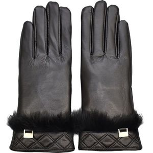 Rukavice Semiline Semiline_Women_Leather_Antibacterial_Gloves_P8208_Black obraz